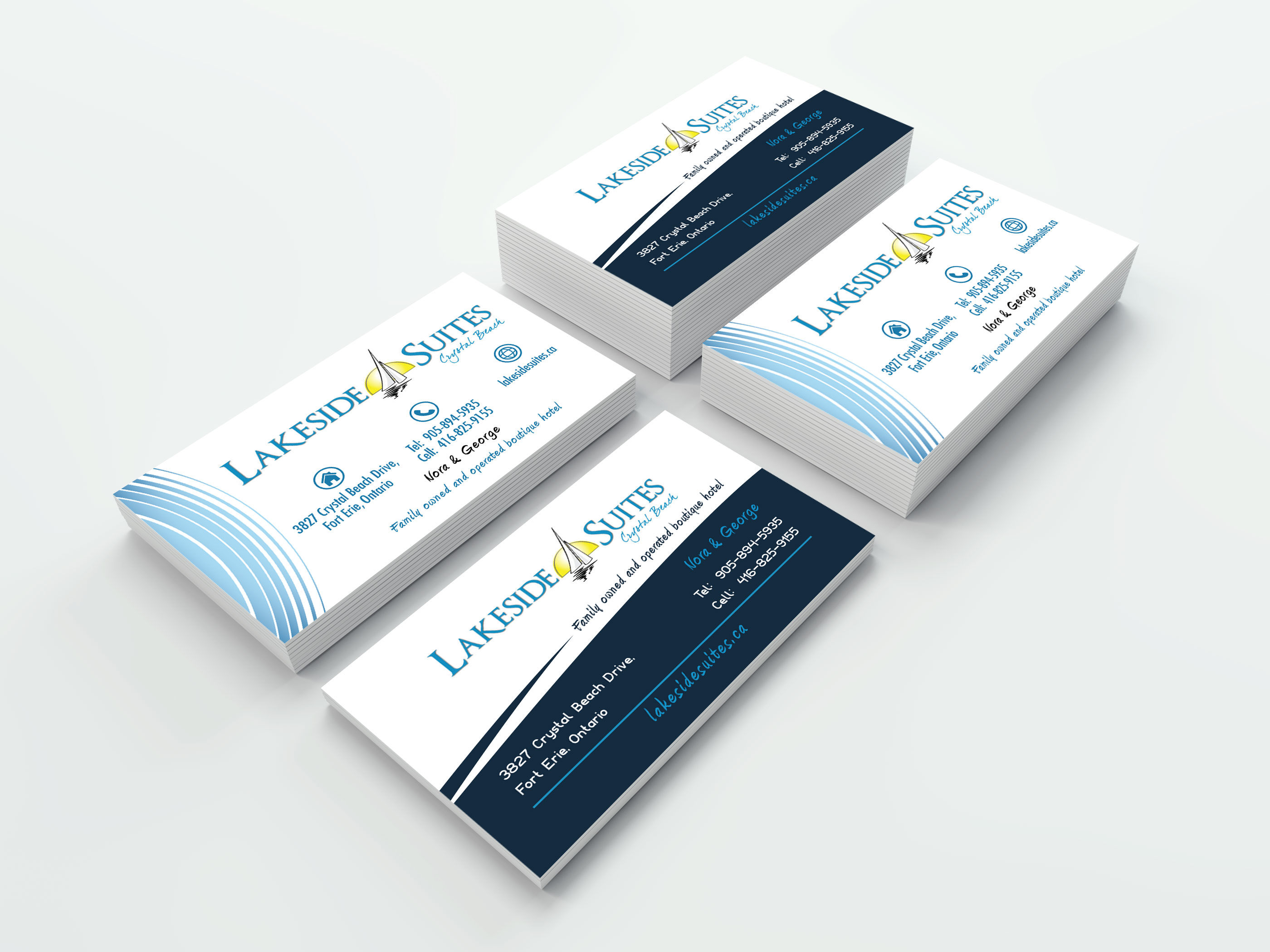 Lakeside Suites hotel business card set