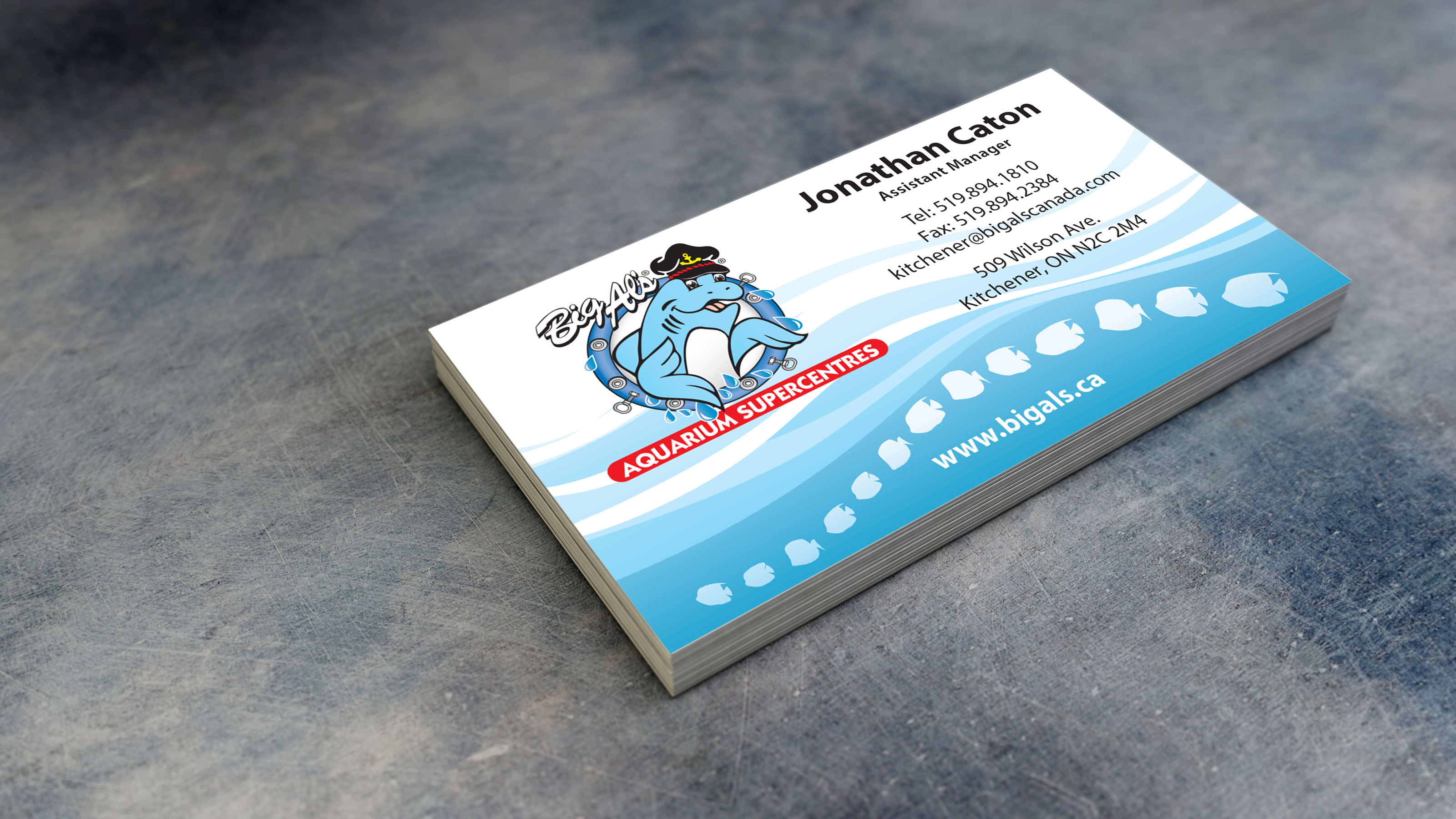 Big Al's Aquarium Supercentres business card
